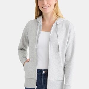 TIME and TRU Womens Zipped Front Hoodie Size XL 16-18 Gray Relaxed Fit New